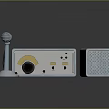 Vintage Radio Equipment With Microphone Speaker Metallic Case And Control Knobs
