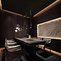 Modern Hotpot Restaurant Interior With Comfortable Tables And Stylish Lighting Decoration
