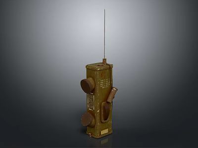 Vintage Green Military Weapon Device Featuring Antenna Circular Components And Rectangular Opening 3d model