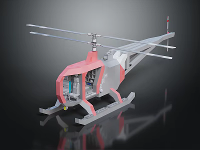 Helicopter Shaped Modern Furniture Design With Red And Gray Accents 3d model