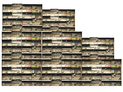 Urban City Building Complex With Multi story Structures Balconies And Windows 3d model