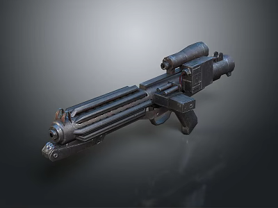 Multi Barrel Machine Gun With Sniper Scope And Metallic Tactical Design 3d model