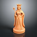 Elegant Woman Statue Wearing Crown Holding Scepter in Long Robe with Courage Inscribed Base