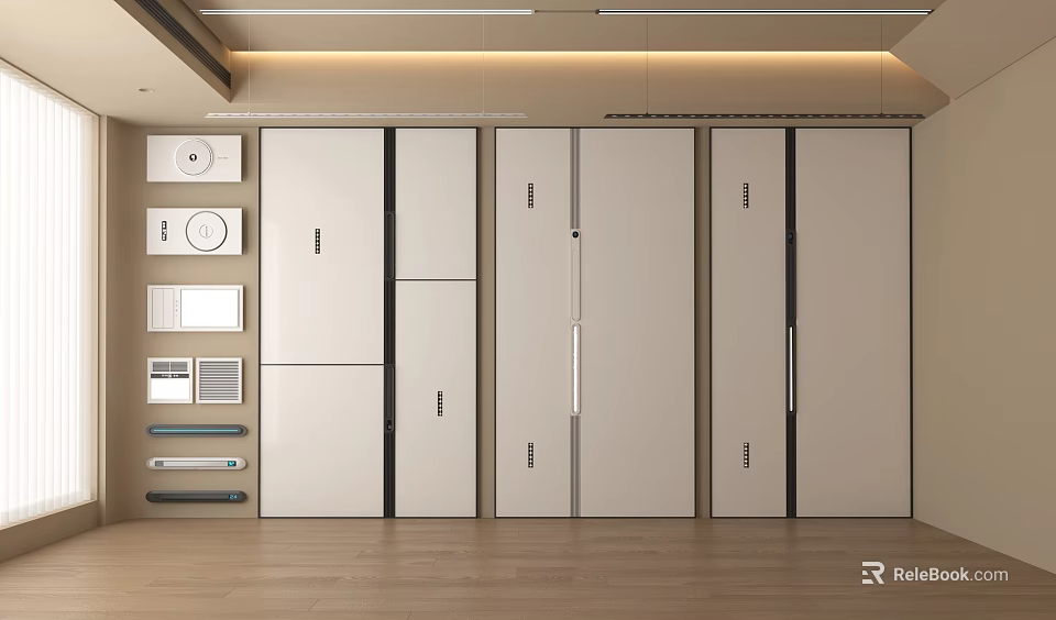 Ceiling Design In Modern Interior With Linear Lighting And Modules 3d model