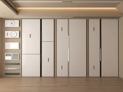 Ceiling Design In Modern Interior With Linear Lighting And Modules 3d model
