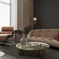 Cozy Living and Dining Area Interior Design with Dark Green Walls Round Rug and Pendant Lights