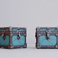 Vintage Blue Decorative Storage Boxes With Metal Clasps And Cracked Texture