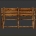 Rustic Wooden Furniture Set With Rectangular Table And Two Long Benches 3d model