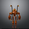 Red Mechanical Robot Design With Extended Arms Antennas And Jointed Legs