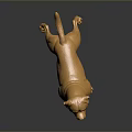 Golden Dog Statue in Standing Pose With Shiny Metallic Surface