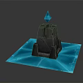 Black Scene Component With Blue Diamond Top And Glowing Blue Base 3d model