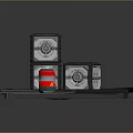 Stacked Metal Cargo Boxes on Platform with Industrial Design and Storage Container 3d model