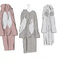 Cozy Soft Plush Rabbit Ear Robes In Pink Grey And Light Grey