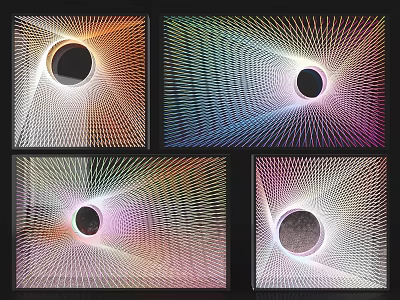 Vibrant Abstract Art Photo Spot Featuring Radial Lines Central Circles And Color Gradients 3d model