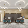 Modern Service Hall Interior With Wooden Walls Bookshelves Green Plants And Self Service Machine