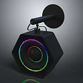 Modern Hexagonal Black Bluetooth Speaker With Colorful LED Ring Lights And Wall Mounted Design 3d model