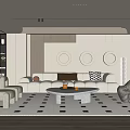 Modern Living Room Sofa Coffee Table Combination Single Person Sofa Multi Person Sofa Picture Floor Lamp Carpet 3d model