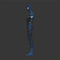 Superhero Character Wearing Blue Black Red Costume Standing Pose On Reflective Floor With Dark Background