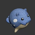 Cute Blue Chubby Cartoon Creature With White Spots And Small Teeth