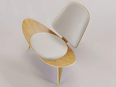 Modern Leisure Chair Featuring Wooden Frame White Padded Cushion And Curved Design 3d model