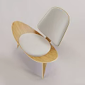 Modern Leisure Chair Featuring Wooden Frame White Padded Cushion And Curved Design