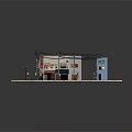 Colorful Small Town Buildings With Storefronts Street Lamps And Paved Roads