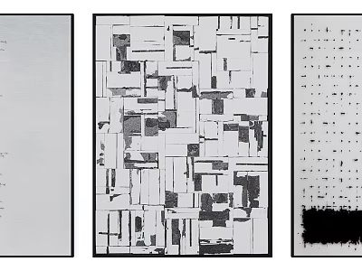 Abstract Wall Art With Black White Geometric Cubes And Line Patterns 3d model