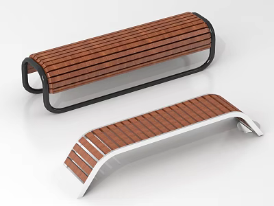 Modern Landscape Seat Wood Long Strip Shaped Seat Park Seat 3d model