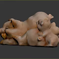 Pink Pig Sculpture Featuring Mother and Baby Pigs with Smooth Glossy Surface on Dark Background