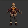 3D Character Model With Fox Ears Orange Outfit Red Tail And Boots