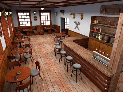 American Bar Medieval Bar Beer House Wine House Hotel Ancient Hotel 3d model