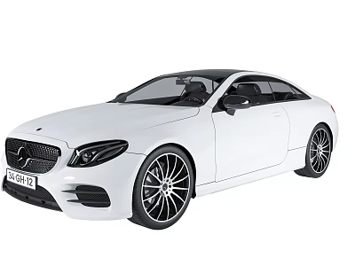 White Mercedes Two Door Coupe With Black Roof Black Alloy Wheels And Sporty Front Grille 3d model