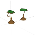 Elegant Vintage Table Lamps With Green Shade And Golden Base Design