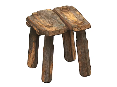Wooden Stool Low Stool Square Stool 3d model Wooden Stool Low Stool Square Stool 3d model