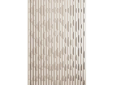 Modern Wooden Room Divider With Vertical Striped Laser Cut Pattern For Home Decor 3d model