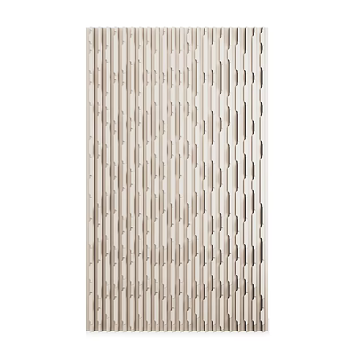Modern Wooden Room Divider With Vertical Striped Laser Cut Pattern For Home Decor 3d model