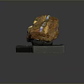 Natural Wood Stone With Brown Texture On Black Base And Label J001