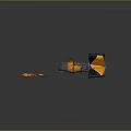 Spacecraft Components With Orange And Black Mechanical Design And Connected Parts