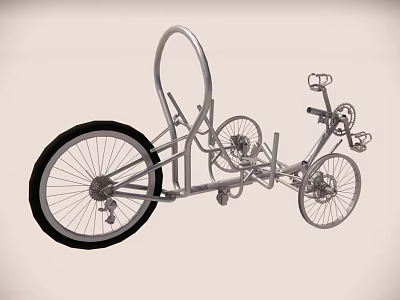 Unique Silver Metal Frame Bicycle With Modern Design And Black Wheels 3d model