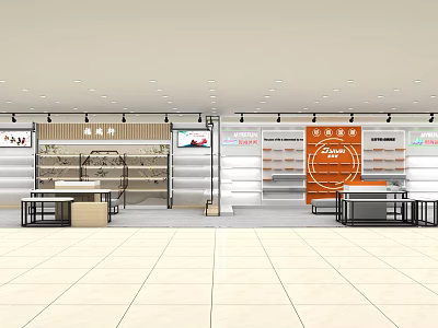 Modern Specialty Store Interior With Shelves Display Areas And Product Layout Design 3d model