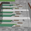 Stone Wood Terrace Steps With Seating Green Plants In Commercial Complex Public Space