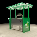 Commercial Kiosk Equipment with Green White Striped Awning Stainless Steel Counter for Freshly Squeezed Juice