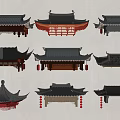 Chinese-style Eaves Ancient Building Eaves Line Eaves Tile Ridge Roof Building Components 3d model