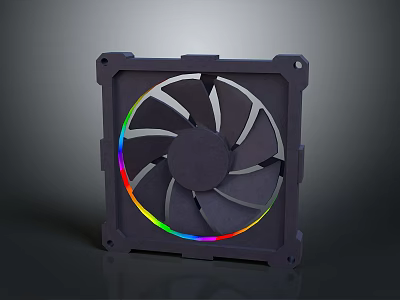 Modern Computer Cooling Fan With RGB Lighting And Black Frame Design 3d model