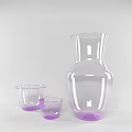 Purple Transparent Ceramic Ware Pitcher And Two Small Cups For Home Decor