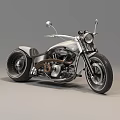 Vintage Custom Silver Motorcycle With Classic Headlight Large Wheels Chrome Exhaust And Leather Seat