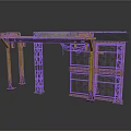 Industrial Metal Equipment Structure With Yellow Frame Platform And Support Beams