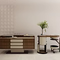 Elegant Modern Kitchen Interior Design With Wooden Cabinets Drawers And Countertop