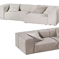 Modern Light Beige Sectional Sofa With Modular Design And Comfortable Cushions 3d model
