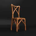 Natural Wooden Armchair With Cross Back Design And Simple Structure